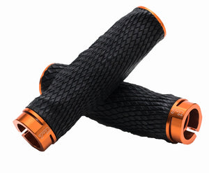 PRO Imprint Grips - Custom Mouldable Lock-On Bike Grips - Black Rubber   Orange Metal