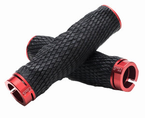 PRO Imprint Grips - Custom Mouldable Lock-On Bike Grips -  Black Rubber   Red Metal