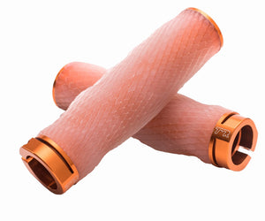 PRO Imprint Grips - Custom Mouldable Lock-On Bike Grips - Clear Rubber   Orange Metal