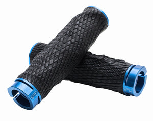 PRO Imprint Grips - Custom Mouldable Lock-On Bike Grips - Black Rubber   Blue Metal