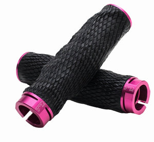 PRO Imprint Grips - Custom Mouldable Lock-On Bike Grips - Black Rubber   Hot Pink Metal