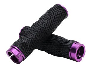 PRO Imprint Grips - Custom Mouldable Lock-On Bike Grips - Black Rubber   Purple Metal
