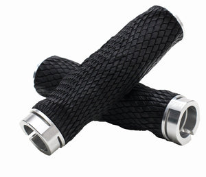 PRO Imprint Grips - Custom Mouldable Lock-On Bike Grips - Black Rubber   Silver Metal