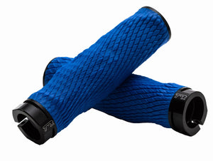 PRO Imprint Grips - Custom Mouldable Lock-On Bike Grips - Blue Rubber   Black Metal