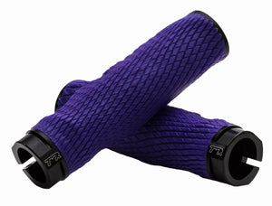 PRO Imprint Grips - Custom Mouldable Lock-On Bike Grips - Purple Rubber   Black Metal